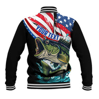 Personalized Bass Fishing Baseball Jacket With American Flag - Wonder Print Shop