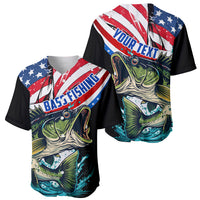 Personalized Bass Fishing Baseball Jersey With American Flag - Wonder Print Shop