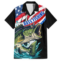 Personalized Bass Fishing Hawaiian Shirt With American Flag - Wonder Print Shop