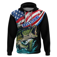 Personalized Bass Fishing Zip Hoodie With American Flag - Wonder Print Shop
