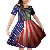 Bass Fishing Kid Short Sleeve Dress Double Largemouth Bass Old Style - Wonder Print Shop