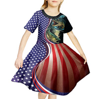 Bass Fishing Kid Short Sleeve Dress Double Largemouth Bass Old Style - Wonder Print Shop