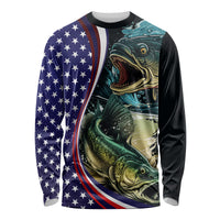 Bass Fishing Long Sleeve Shirt Double Largemouth Bass Old Style - Wonder Print Shop