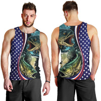 Bass Fishing Men Tank Top Double Largemouth Bass Old Style - Wonder Print Shop