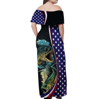 Bass Fishing Off Shoulder Maxi Dress Double Largemouth Bass Old Style - Wonder Print Shop