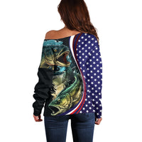 Bass Fishing Off Shoulder Sweater Double Largemouth Bass Old Style - Wonder Print Shop