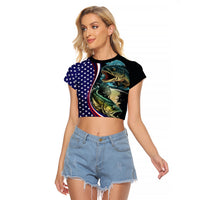 Bass Fishing Raglan Cropped T Shirt Double Largemouth Bass Old Style - Wonder Print Shop