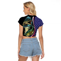 Bass Fishing Raglan Cropped T Shirt Double Largemouth Bass Old Style - Wonder Print Shop
