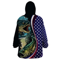 Bass Fishing Wearable Blanket Hoodie Double Largemouth Bass Old Style - Wonder Print Shop