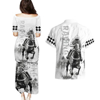 Kentucky Horses Racing Couples Matching Puletasi and Hawaiian Shirt Jockey Drawing Style - Wonder Print Shop