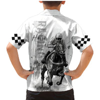 Kentucky Horses Racing Family Matching Mermaid Dress and Hawaiian Shirt Jockey Drawing Style - Wonder Print Shop