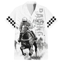 Kentucky Horses Racing Family Matching Off Shoulder Maxi Dress and Hawaiian Shirt Jockey Drawing Style - Wonder Print Shop