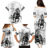 Kentucky Horses Racing Family Matching Puletasi and Hawaiian Shirt Jockey Drawing Style - Wonder Print Shop