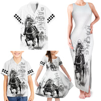 Kentucky Horses Racing Family Matching Tank Maxi Dress and Hawaiian Shirt Jockey Drawing Style - Wonder Print Shop