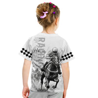 Kentucky Horses Racing Kid T Shirt Jockey Drawing Style - Wonder Print Shop