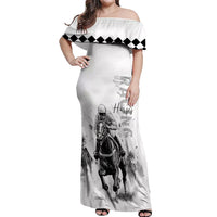 Kentucky Horses Racing Off Shoulder Maxi Dress Jockey Drawing Style - Wonder Print Shop