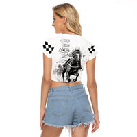 Kentucky Horses Racing Raglan Cropped T Shirt Jockey Drawing Style - Wonder Print Shop