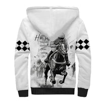 Kentucky Horses Racing Sherpa Hoodie Jockey Drawing Style - Wonder Print Shop