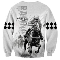 Kentucky Horses Racing Sweatshirt Jockey Drawing Style - Wonder Print Shop