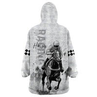 Kentucky Horses Racing Wearable Blanket Hoodie Jockey Drawing Style - Wonder Print Shop