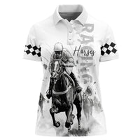 Kentucky Horses Racing Women Polo Shirt Jockey Drawing Style - Wonder Print Shop