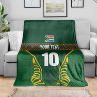 Custom South Africa Rugby Blanket Springboks Spirit and King Protea