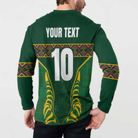 Custom South Africa Rugby Button Sweatshirt Springboks Spirit and King Protea
