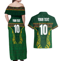 Custom South Africa Rugby Couples Matching Off Shoulder Maxi Dress and Hawaiian Shirt Springboks Spirit and King Protea