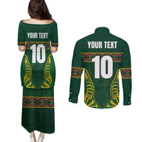 Custom South Africa Rugby Couples Matching Puletasi and Long Sleeve Button Shirt Springboks Spirit and King Protea