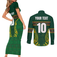 Custom South Africa Rugby Couples Matching Short Sleeve Bodycon Dress and Long Sleeve Button Shirt Springboks Spirit and King Protea