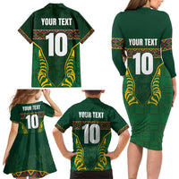 Custom South Africa Rugby Family Matching Long Sleeve Bodycon Dress and Hawaiian Shirt Springboks Spirit and King Protea