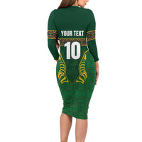 Custom South Africa Rugby Family Matching Long Sleeve Bodycon Dress and Hawaiian Shirt Springboks Spirit and King Protea