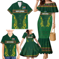 Custom South Africa Rugby Family Matching Mermaid Dress and Hawaiian Shirt Springboks Spirit and King Protea