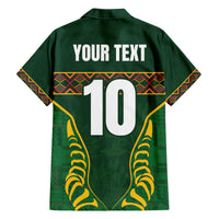 Custom South Africa Rugby Family Matching Off The Shoulder Long Sleeve Dress and Hawaiian Shirt Springboks Spirit and King Protea