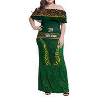 Custom South Africa Rugby Family Matching Off Shoulder Maxi Dress and Hawaiian Shirt Springboks Spirit and King Protea