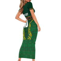 Custom South Africa Rugby Family Matching Short Sleeve Bodycon Dress and Hawaiian Shirt Springboks Spirit and King Protea