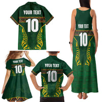 Custom South Africa Rugby Family Matching Tank Maxi Dress and Hawaiian Shirt Springboks Spirit and King Protea
