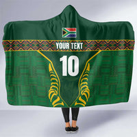 Custom South Africa Rugby Hooded Blanket Springboks Spirit and King Protea
