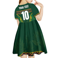Custom South Africa Rugby Kid Short Sleeve Dress Springboks Spirit and King Protea