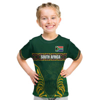 Custom South Africa Rugby Kid T Shirt Springboks Spirit and King Protea
