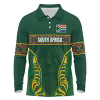 Custom South Africa Rugby Long Sleeve Polo Shirt Springboks Spirit and King Protea