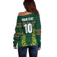 Custom South Africa Rugby Off Shoulder Sweater Springboks Spirit and King Protea