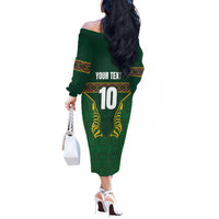 Custom South Africa Rugby Off The Shoulder Long Sleeve Dress Springboks Spirit and King Protea