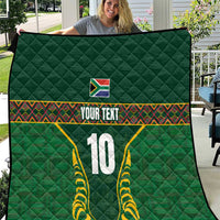 Custom South Africa Rugby Quilt Springboks Spirit and King Protea