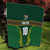 Custom South Africa Rugby Quilt Springboks Spirit and King Protea