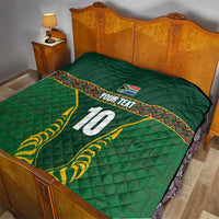Custom South Africa Rugby Quilt Springboks Spirit and King Protea