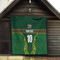 Custom South Africa Rugby Quilt Springboks Spirit and King Protea