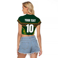 Custom South Africa Rugby Raglan Cropped T Shirt Springboks Spirit and King Protea