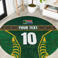 Custom South Africa Rugby Round Carpet Springboks Spirit and King Protea