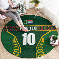 Custom South Africa Rugby Round Carpet Springboks Spirit and King Protea